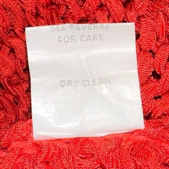 Honey Belle Open Knit Long Sleeve Red Crop Top Off the Shoulder V-Neck Stretchy - Picture 8 of 8